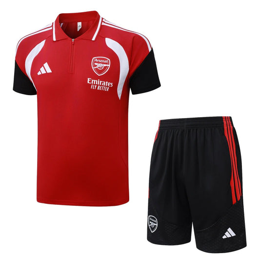 Conjunto Adidas Treino Arsenal 2026/27 Polo Vermelha