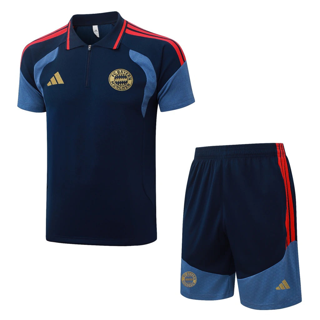 Conjunto Adidas Treino Bayern de Munique 2026/27 Polo Azul-Marinho