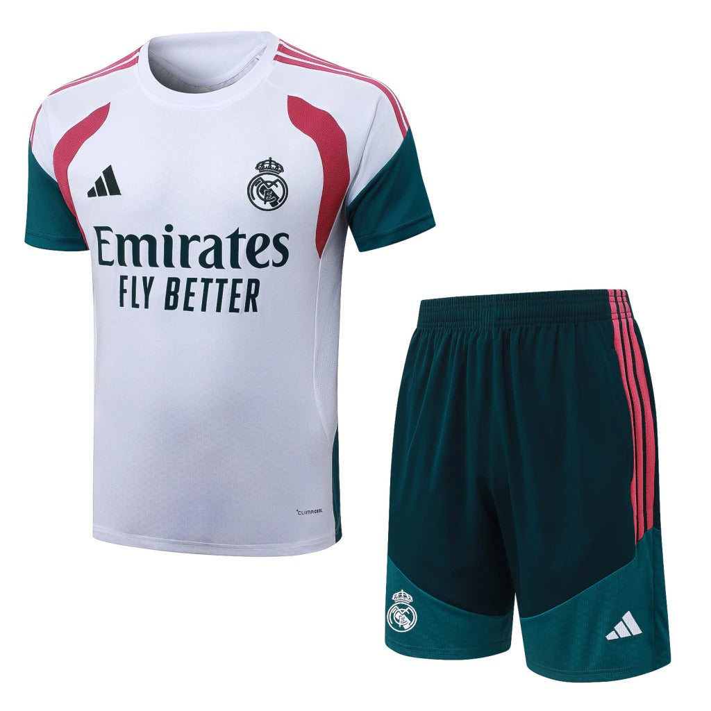 Conjunto Adidas Treino Real Madrid 2026/27 Branco e Rosa