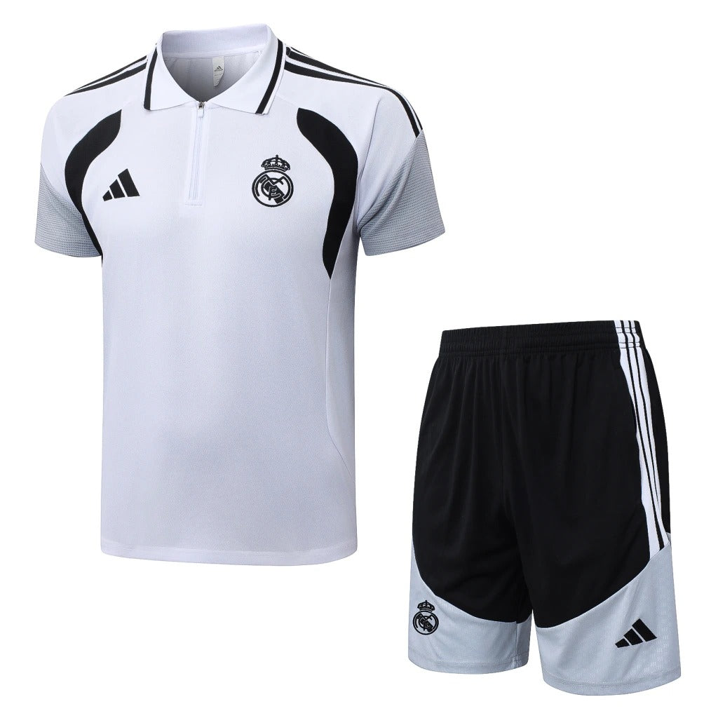 Conjunto Adidas Treino Real Madrid 2026/27 Polo Branca