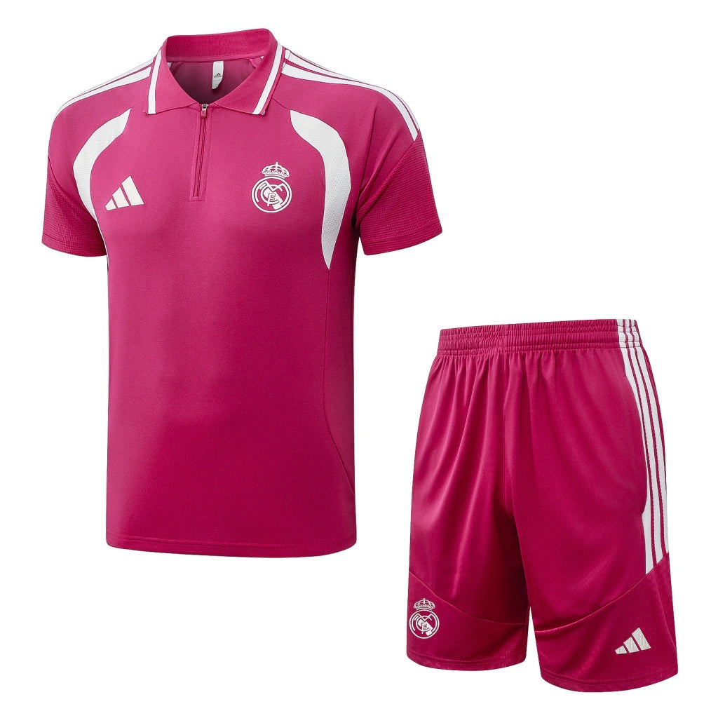 Conjunto Adidas Treino Real Madrid 2026/27 Polo Rosa