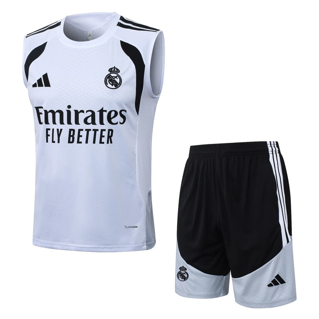 Conjunto Adidas Treino Real Madrid 2026/27 Regata Branca