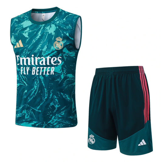 Conjunto Adidas Treino Real Madrid 2026/27 Regata Verde-Água Estampada