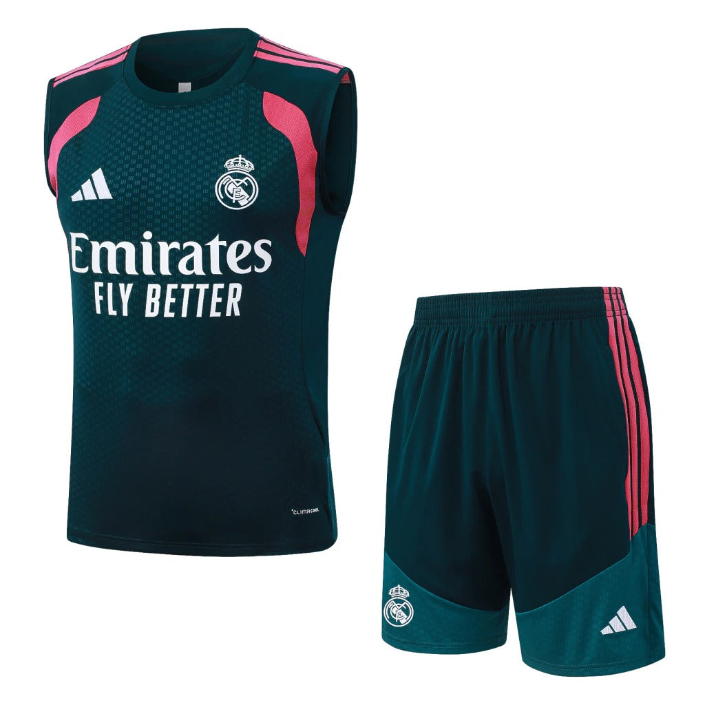 Conjunto Adidas Treino Real Madrid 2026/27 Regata Verde-Escuro