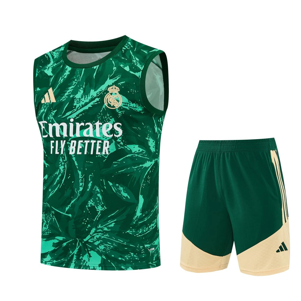 Conjunto Adidas Treino Real Madrid 2026/27 Regata Verde Estampada