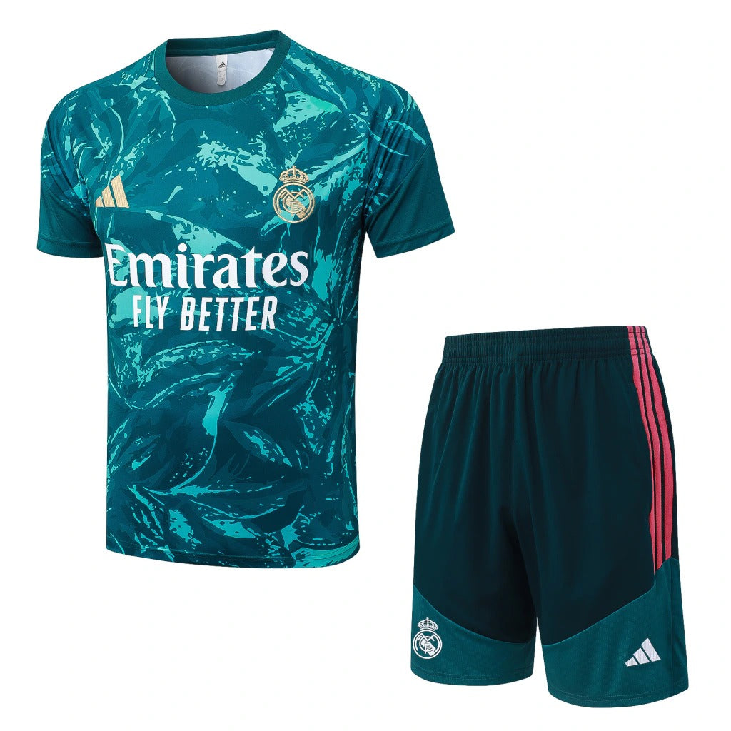 Conjunto Adidas Treino Real Madrid 2026/27 Verde-Água Estampado
